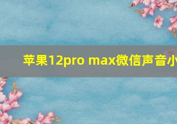 苹果12pro max微信声音小